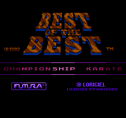 Best of the Best Championship Karate title screen for NES